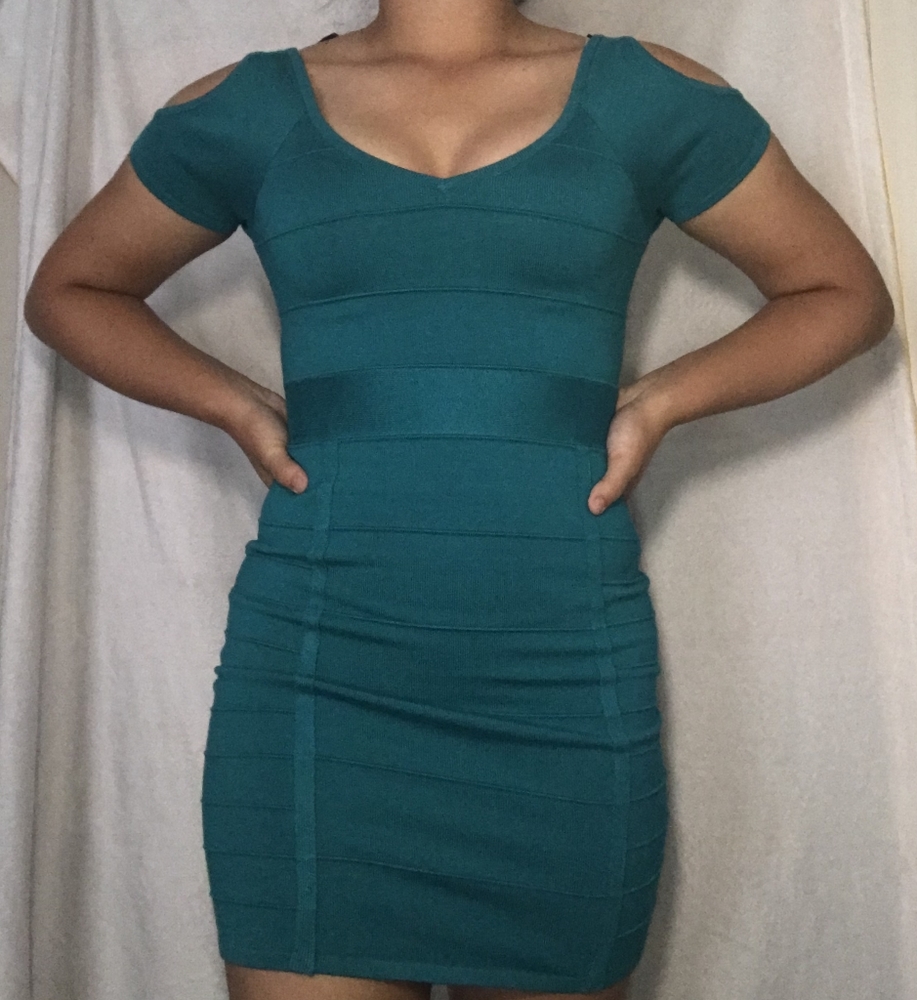 teal tight dress